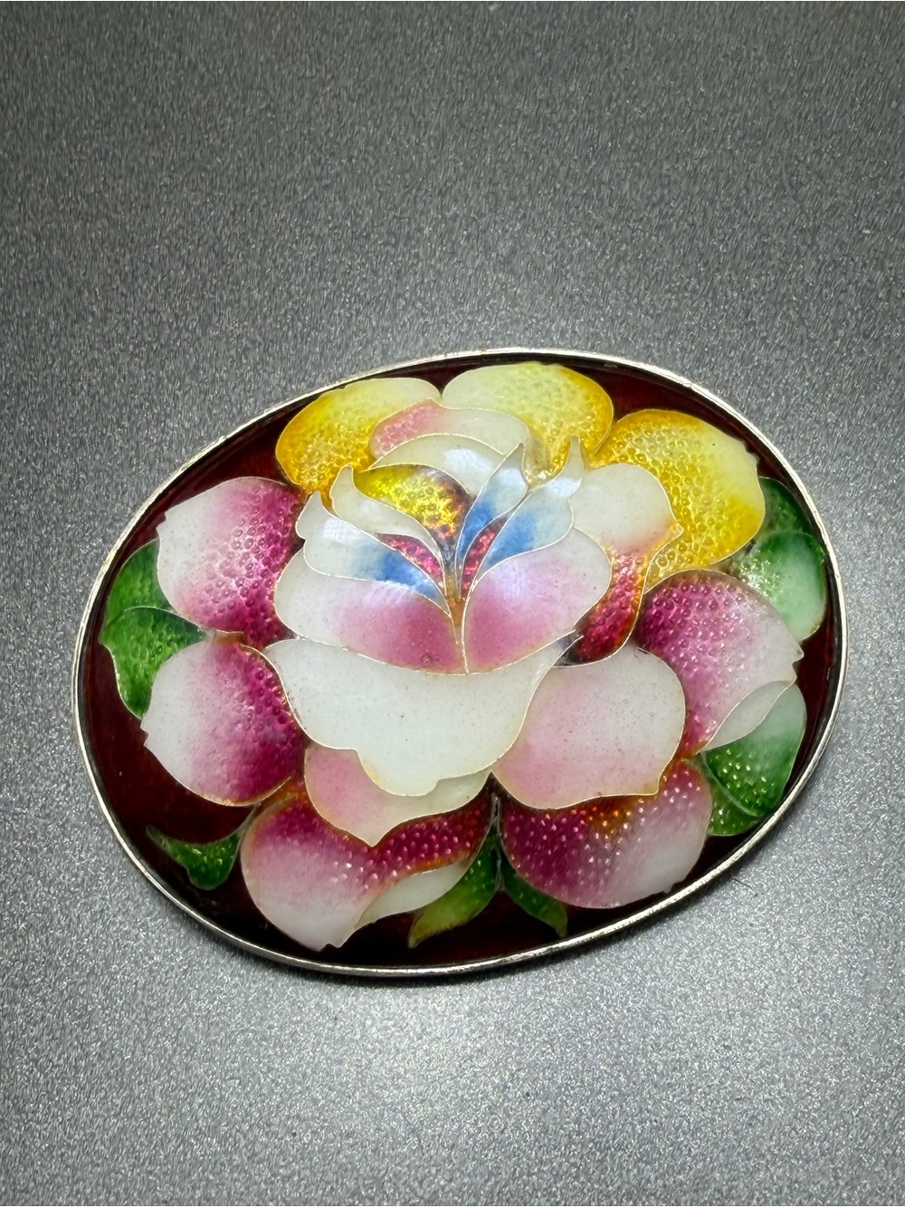 Vintage Japanese Ginbari Enamel Brooch. #cz582
